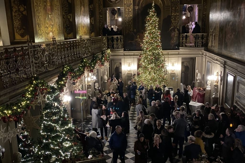 Chatsworth House Christmas Market with Christmas trees